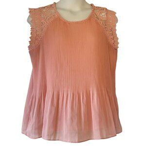 Forgotten Grace Mauve Sleeveless Top has Crocheted Lace Cap Sleeves Plus Size 1X